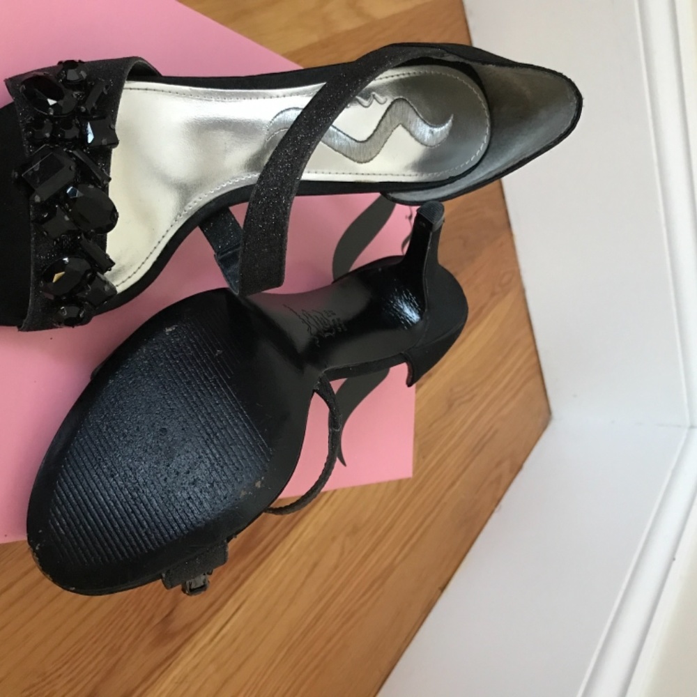 Sz 7 Nina Valenda black baby glitter dress shoes - Picture 3 of 3